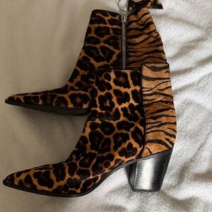 Aldo Leopard & Tiger Print Ankle Boots in Brown